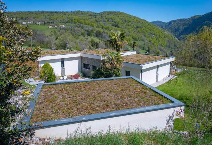 Création de terrasses végétalisées modernes et écologiques.